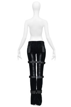 Dolce & Gabbana – Schwarze Bondage-Hose aus Samt, 2003