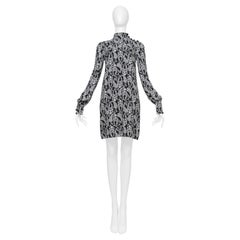 Dolce & Gabbana Black Dress With High Neck And White Floral Print
