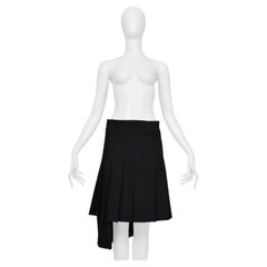 Comme Des Garcons Black Wool Asymmetrical Pleated Skirt 1998-99