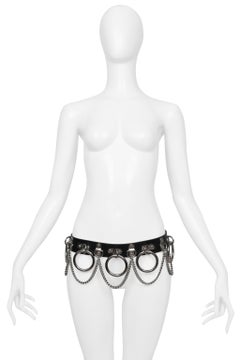 Dolce & Gabbana – Schwarzer Bondage-Gürtel aus Leder mit silbernen Beschlägen