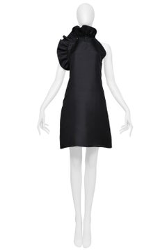 Gucci By Tom Ford Black Halter Dress With Ruffle Neckline 2000