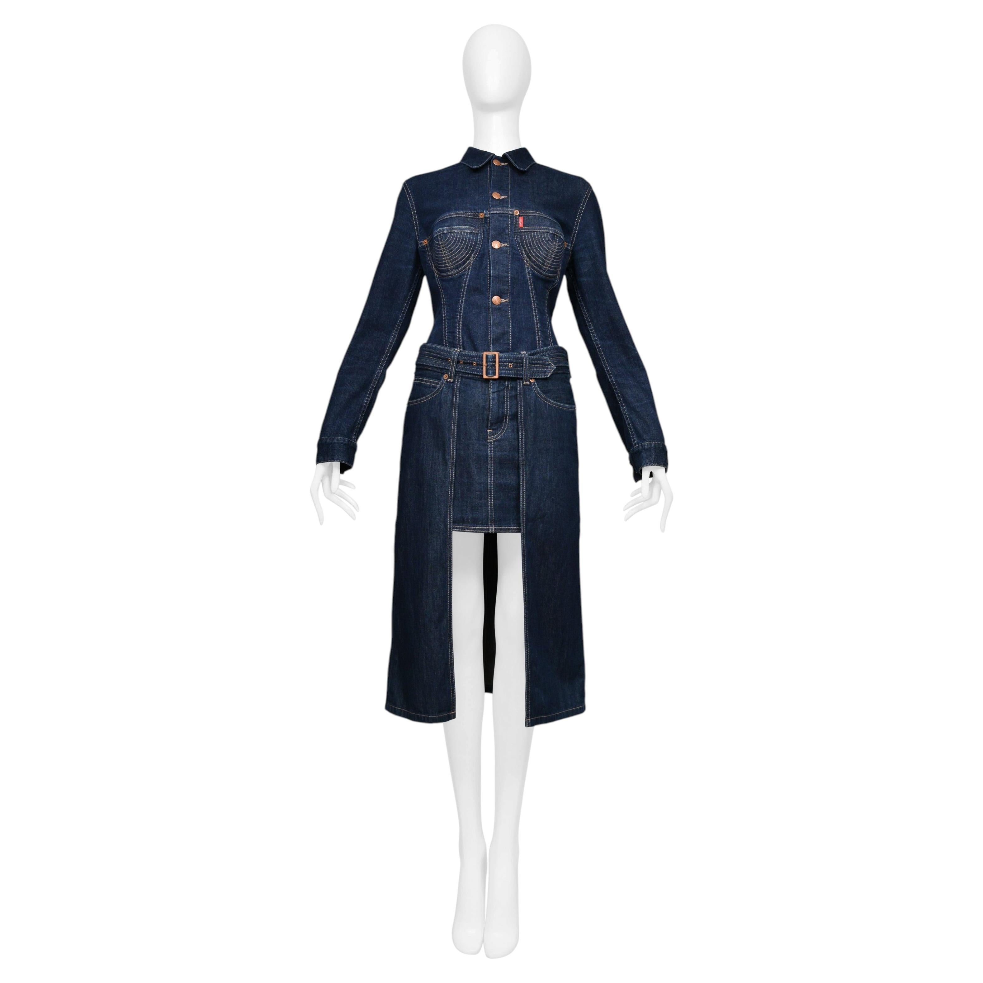 Jean Paul Gaultier 2010 Denim Jacket And Skirt Ensemble For Sale