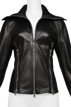 Dolce & Gabbana Black Leather Jacket With Vertical Zippers