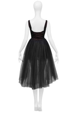 Jean Paul Gaultier Burgundy Mini Dress With Black Tulle Skirt