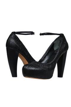 Christian Dior By John Galliano Black Leather Woven Platform Pumps 2007