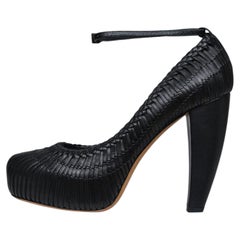 Christian Dior By John Galliano Black Leather Woven Platform Pumps 2007