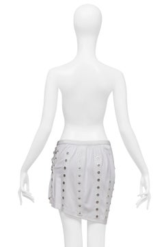 Dolce & Gabbana White Mini Skirt With Exposed Tape And Snaps