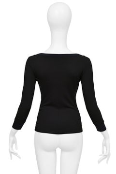 Dolce & Gabbana Black Top With Attached Off White Lace Inset And Enamel Pendant
