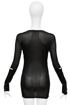 Helmut Lang Black Sheer Long Sleeve Top With Cut Out Sleeves