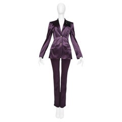 Dolce & Gabbana Purple Satin Evening Jacket And Pants Ensemble
