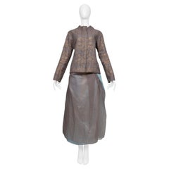 Issey Miyake Brown Jacket And Skirt Ensemble With Kashmir Print 2001