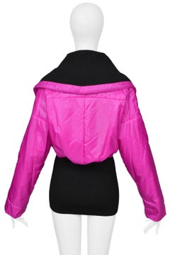 Dolce & Gabbana Hot Pink Nylon Bomber Jacket With Black Trim