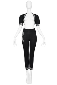 Vintage Alaia Emblem Logo Mini Cropped Cardigan & Leggings Ensemble 1992