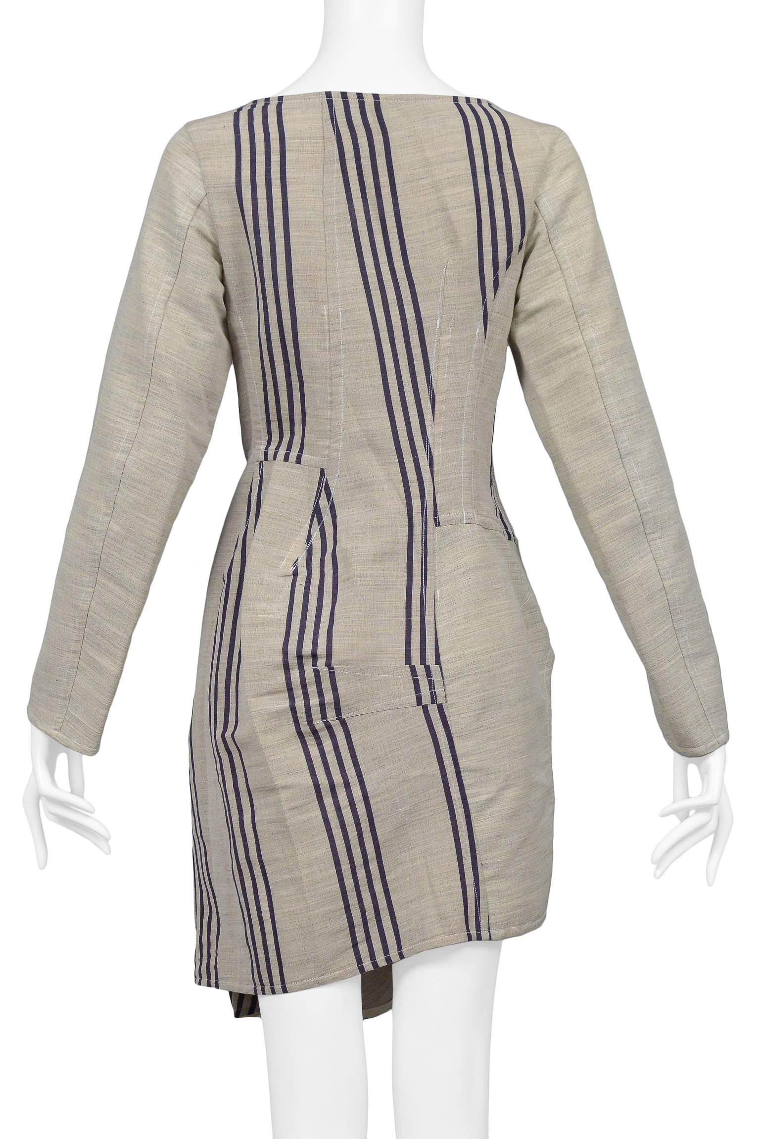 Gray Comme des Garcons Deconstructed Corset Tunic Top With Stripe Panels 1998 For Sale