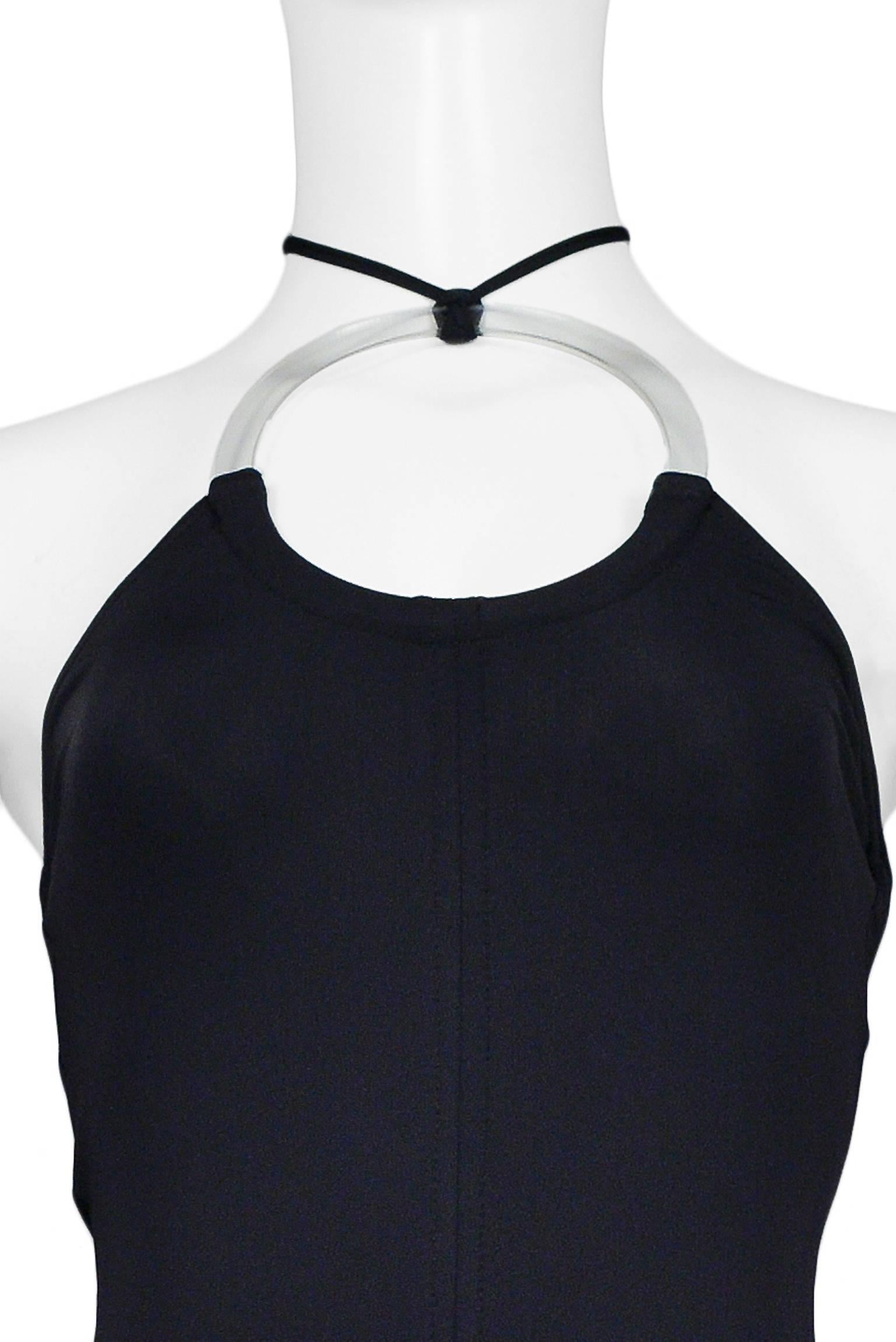 Women's Paco Rabanne Never Worn Futuristic Black Swimsuit w Clear Plastic Discs