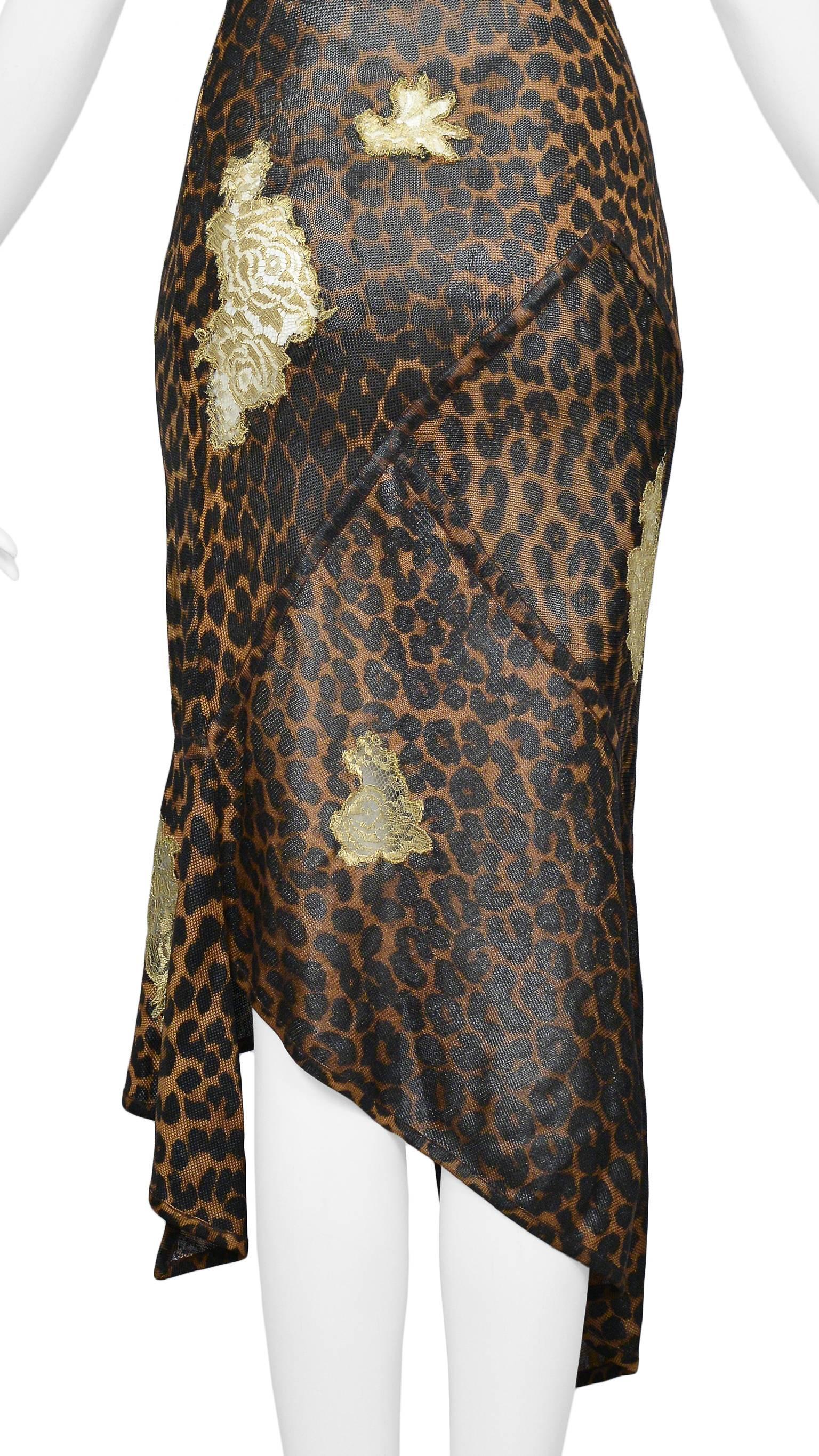 Dior by Galliano Leopard Metallic Knit Dress w Lace Applique & 