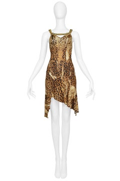 Iconic Dior By Galliano Gold Chain & ID Logo Necklace Leopard Dress Runway 2000