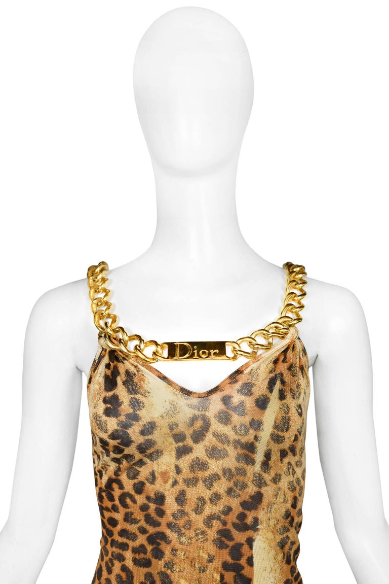 Iconic Dior By Galliano Gold Chain and ID Logo Necklace Leopard Dress  Runway 2000 at 1stDibs | dior chain dress, dior gold chain dress, dior dress  with gold chain