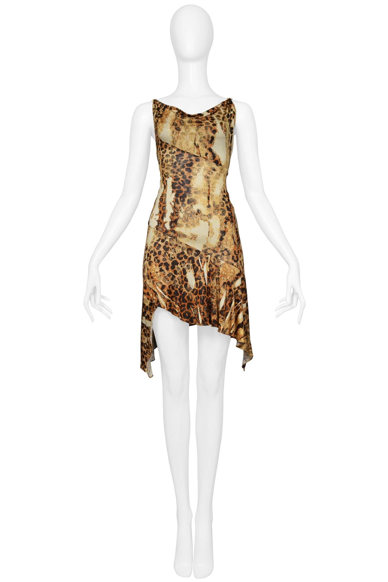 Christian Dior by John Galliano silky leopard print mini dress with gold tone 