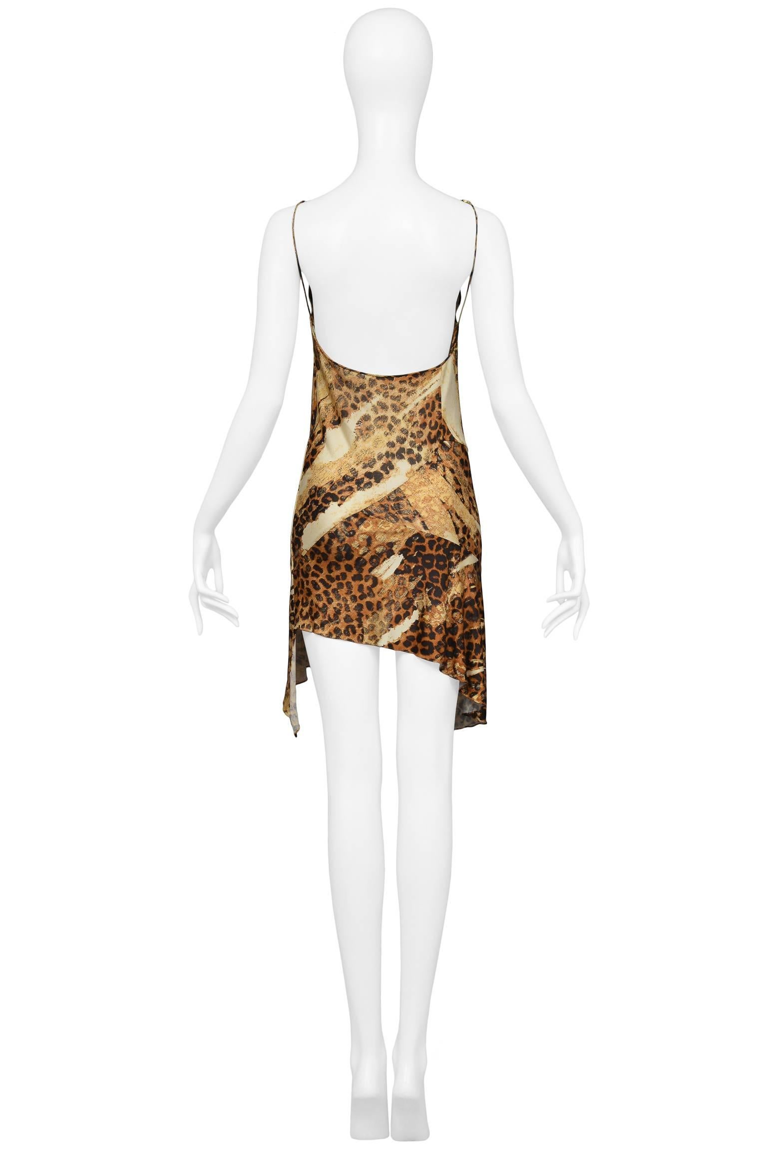 Brown Dior by John Galliano Leopard Burnout CD Charm Disco Dress 2000