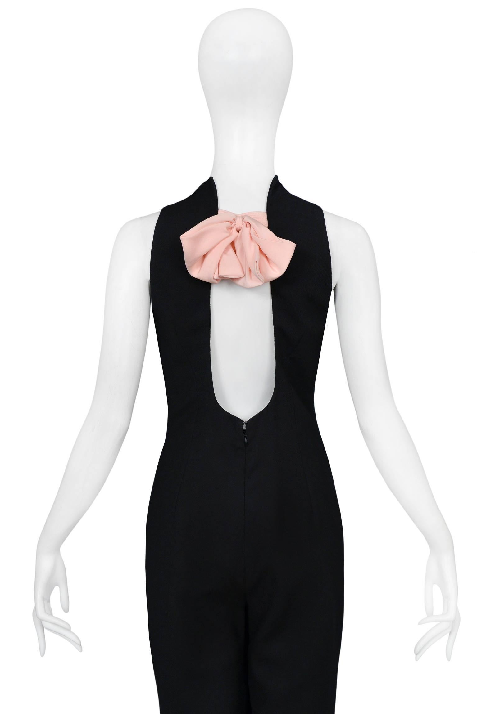Gianni Versace Runway Couture Jumpsuit with Pink Bow SS 1992  In Excellent Condition In Los Angeles, CA
