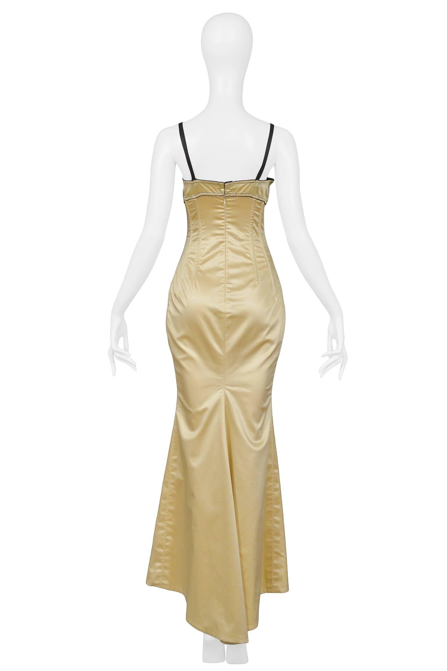 Beige Dolce & Gabbana Pale Yellow Satin Bustier Gown
