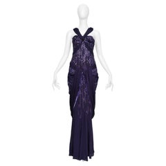 Christian Dior By John Galliano Purple Beaded Chiffon Gown 2005