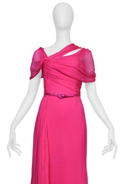 Oscar De La Renta Hot Pink Gown With Belt