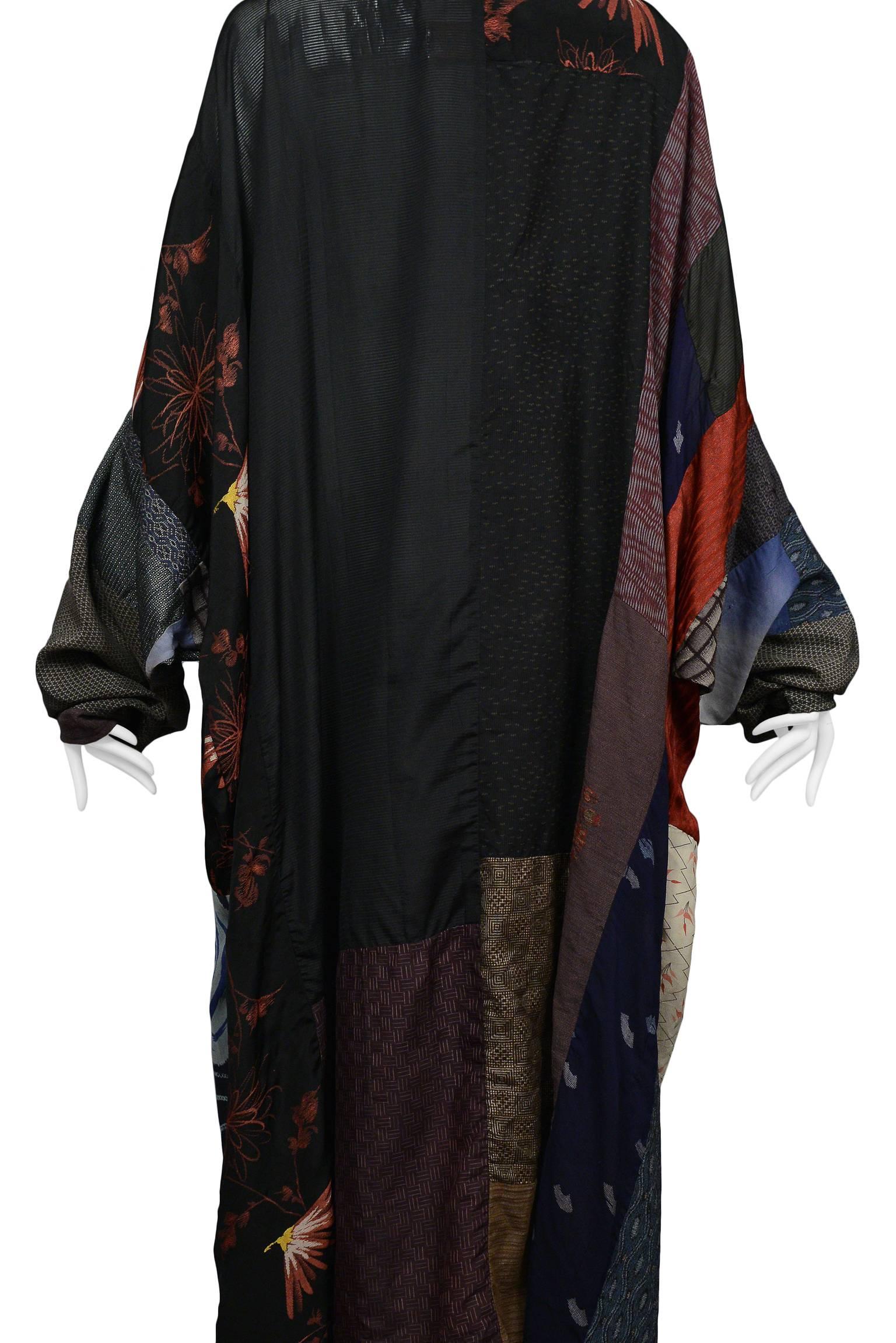 Vintage Grau Japanese Kimono Patchwork Caftan Gown 1980s In Excellent Condition In Los Angeles, CA