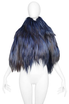 Ann Demeulemeester Ombre Blue and Black Goat Fur Capelet Vest 2011
