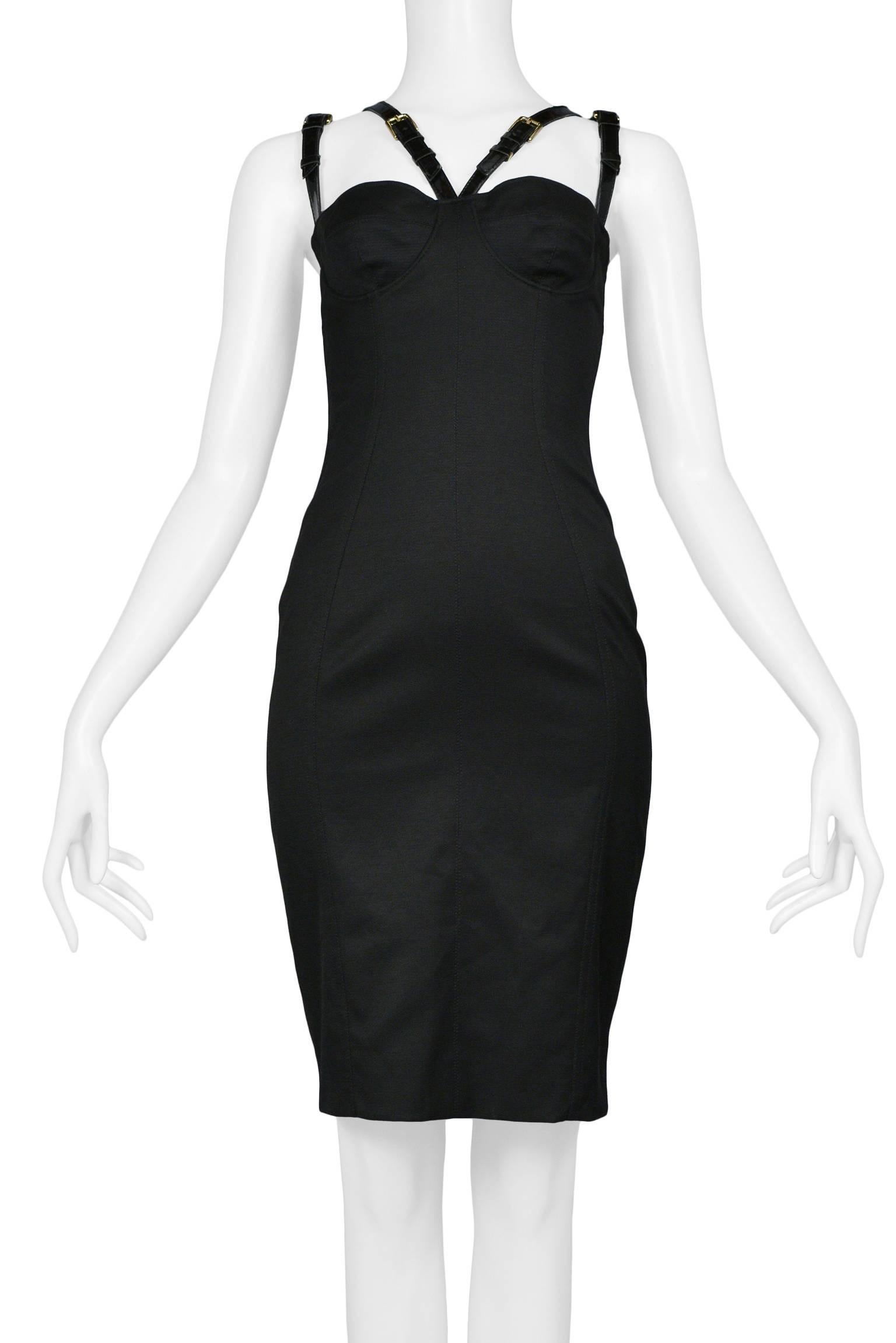 Dolce & Gabbana Black Bondage Bustier Dress w Double V Patent Straps 2007 1