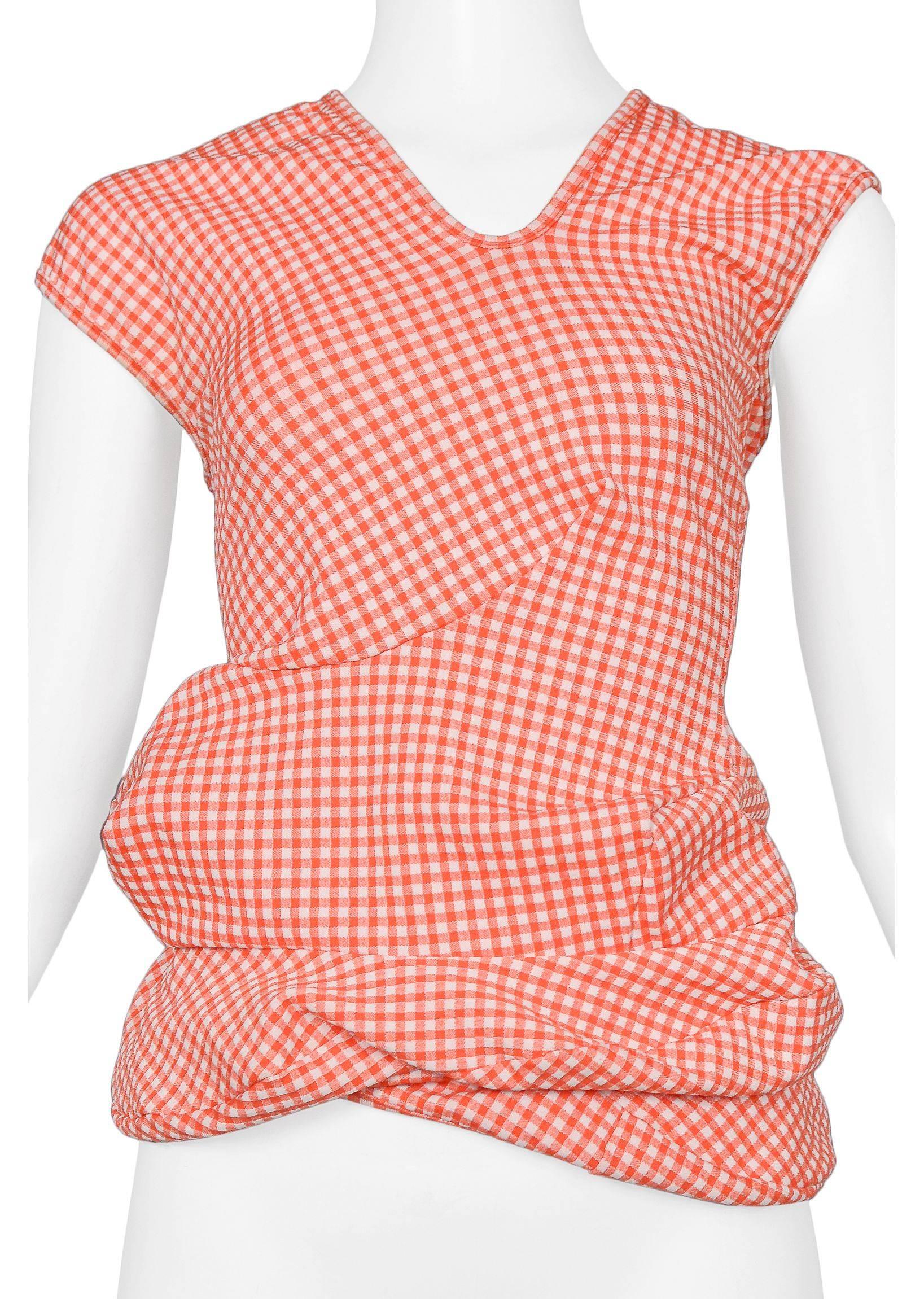 Museum Quality Comme des Garcons Lumps & Bumps SS 1997 Red Gingham Top In Excellent Condition For Sale In Los Angeles, CA