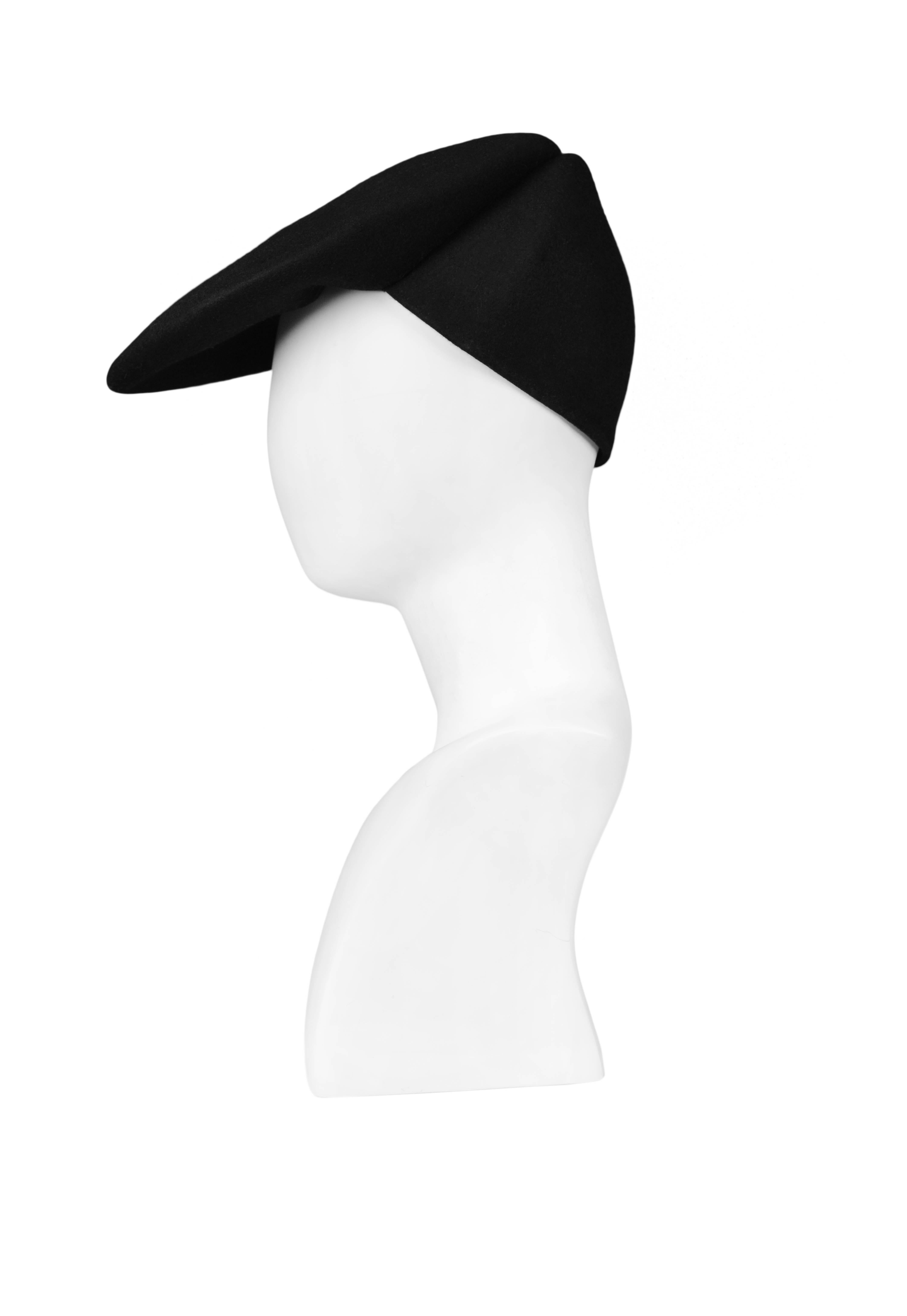 Super Rare Comme des Garcons 2 Way Black Wool Avant Garde Hat Circa 1990  1