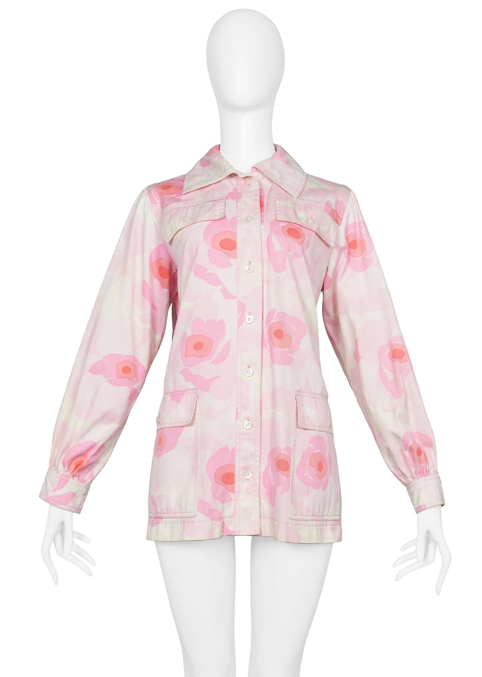 Vintage 1970's Yves Saint Laurent YSL pink floral 