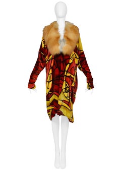 Christian Dior by John Galliano Deco Style Velvet Kimono Coat w Fox Fur Coat