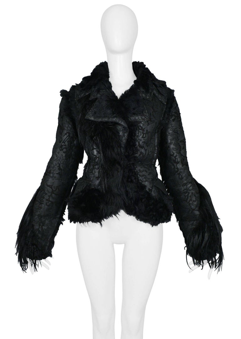 Christian Dior by John Galliano Black Yak and Shearling Coat Runway