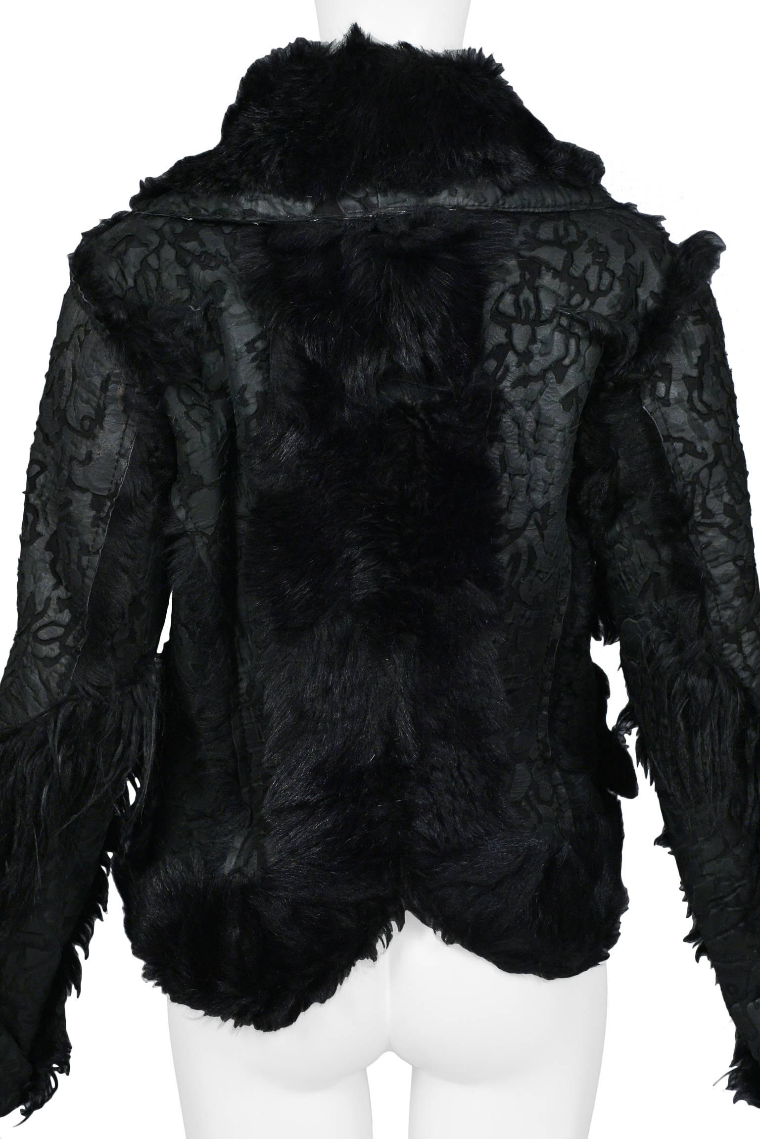 Christian Dior by John Galliano Black Yak & Shearling Coat Runway 2006 In Excellent Condition In Los Angeles, CA