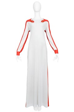 Roberta Di Camerino Red & White Buckle Maxi Dress
