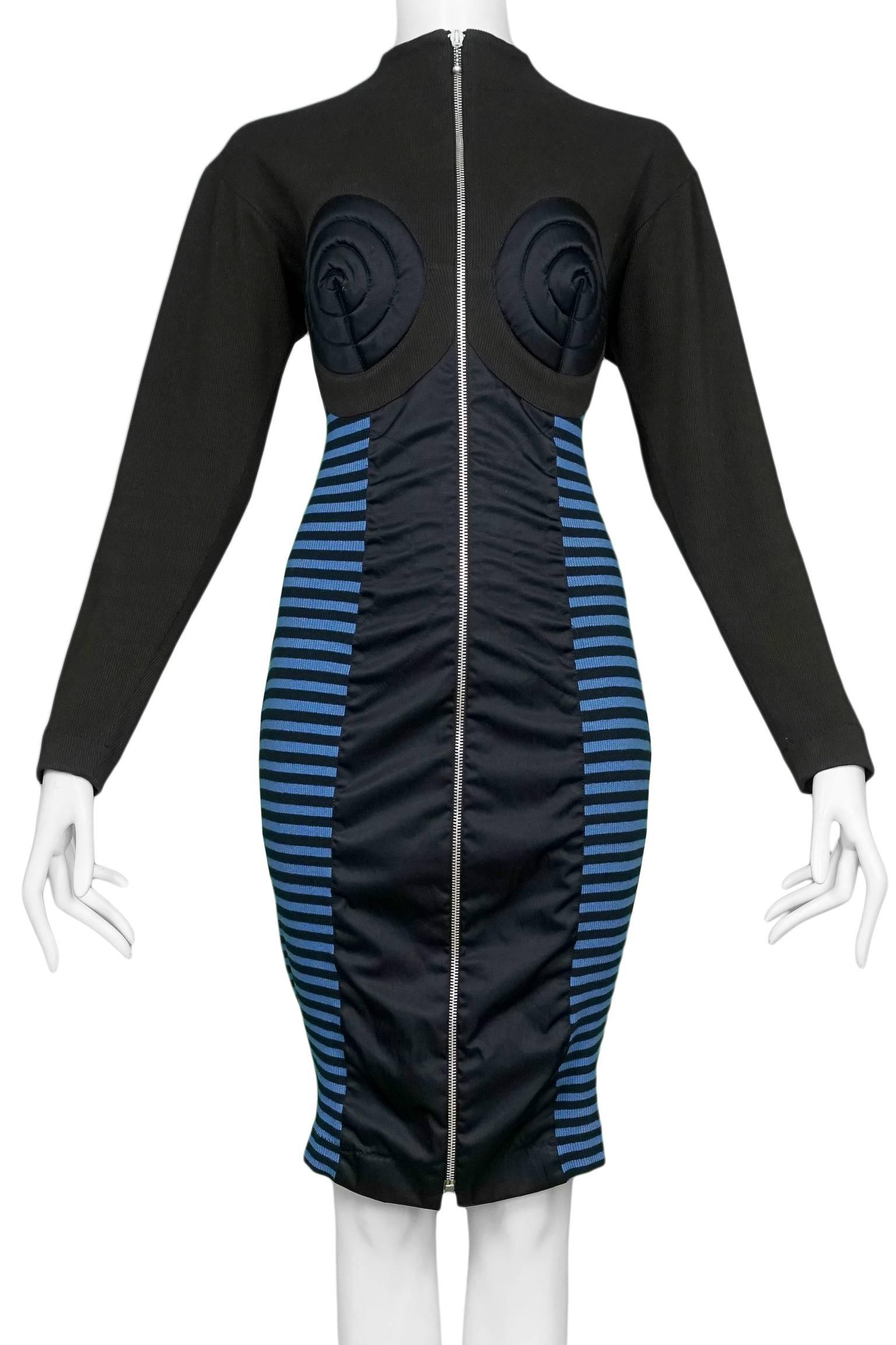 Black Jean Paul Gaultier Iconic Russian Constructivist Bustier Dress 