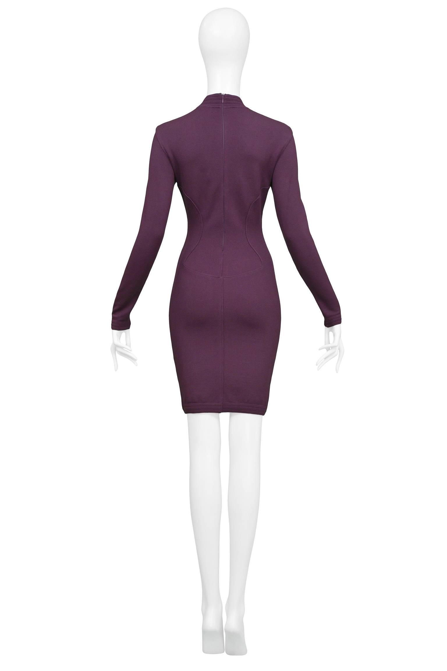 Pristine Vintage Alaia Purple Knit Body Con Dress 1991  In Excellent Condition In Los Angeles, CA