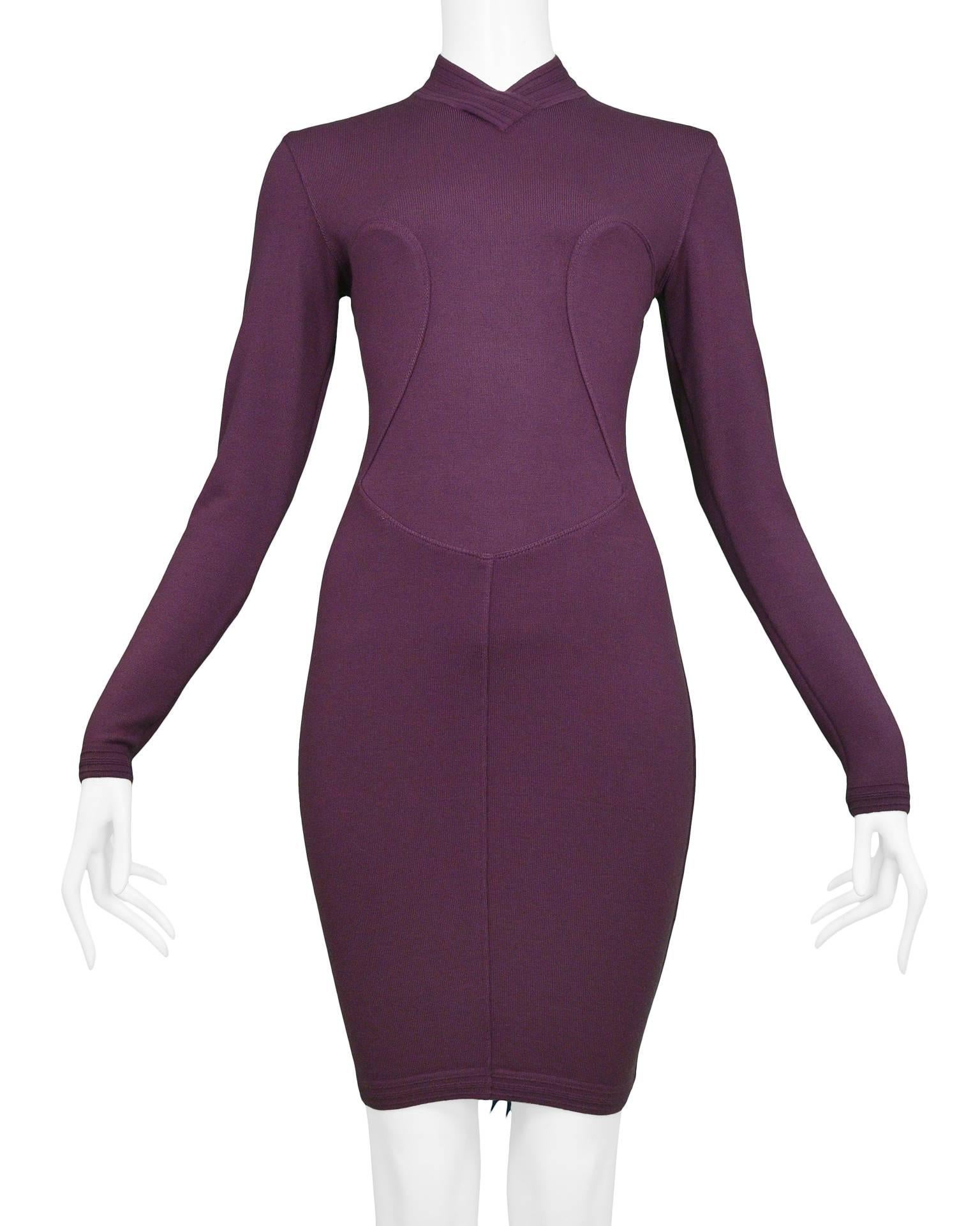 Black Pristine Vintage Alaia Purple Knit Body Con Dress 1991 