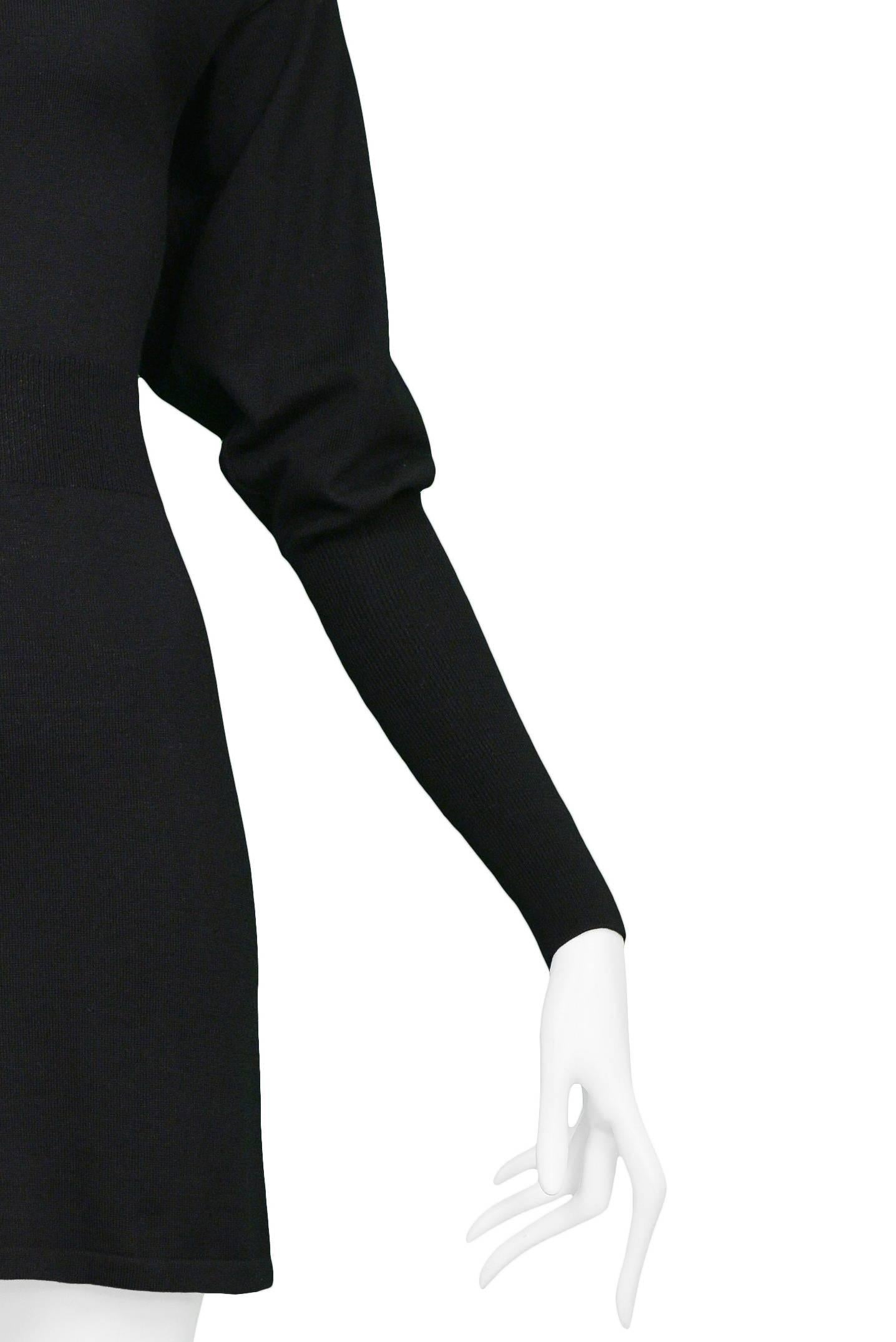 Women's Vintage Azzedine Alaia Black Knit Blouson Sleeve Dress 
