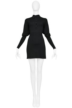 Vintage Azzedine Alaia Black Knit Blouson Sleeve Dress