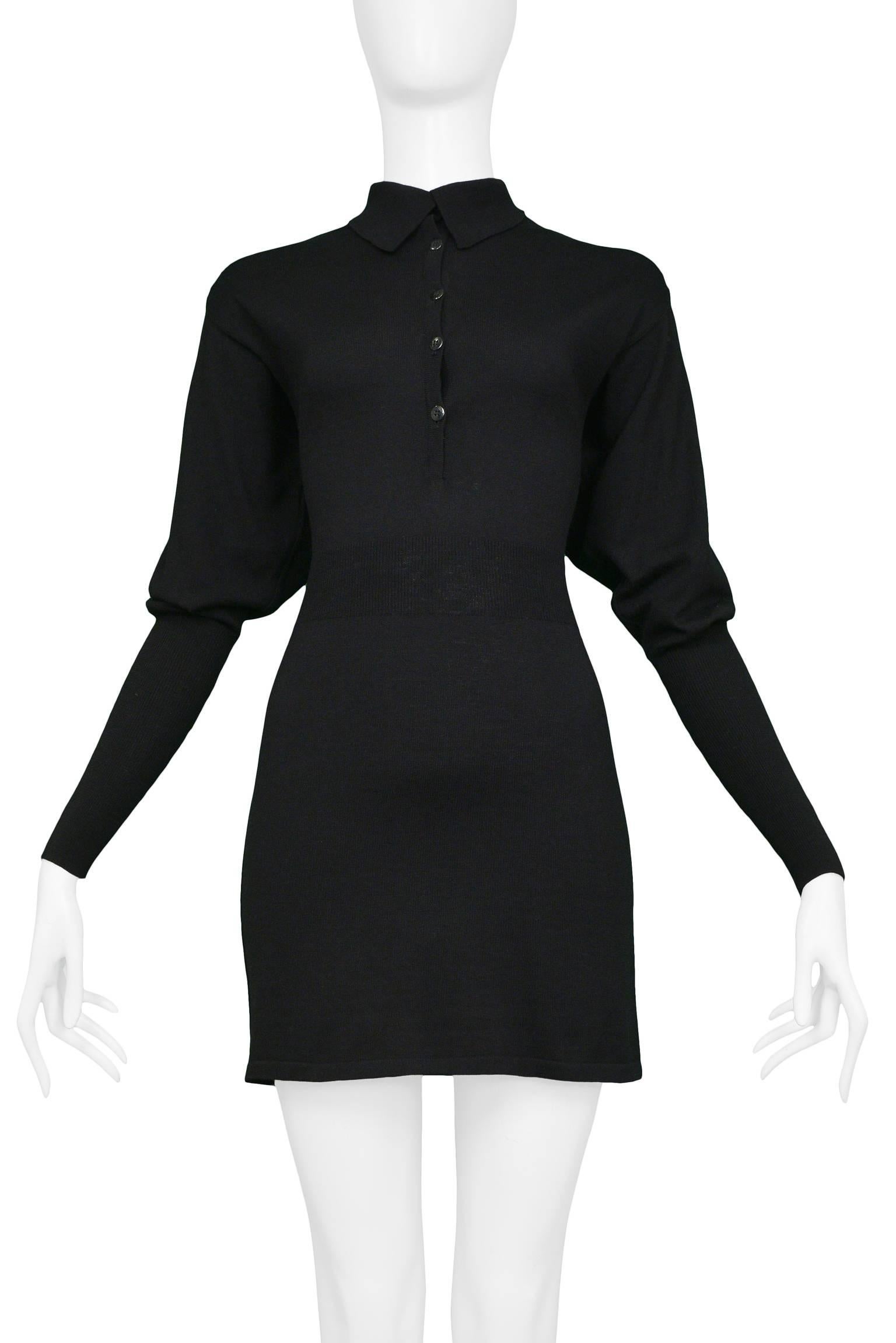 Vintage Azzedine Alaia Black Knit Blouson Sleeve Dress  In Excellent Condition In Los Angeles, CA