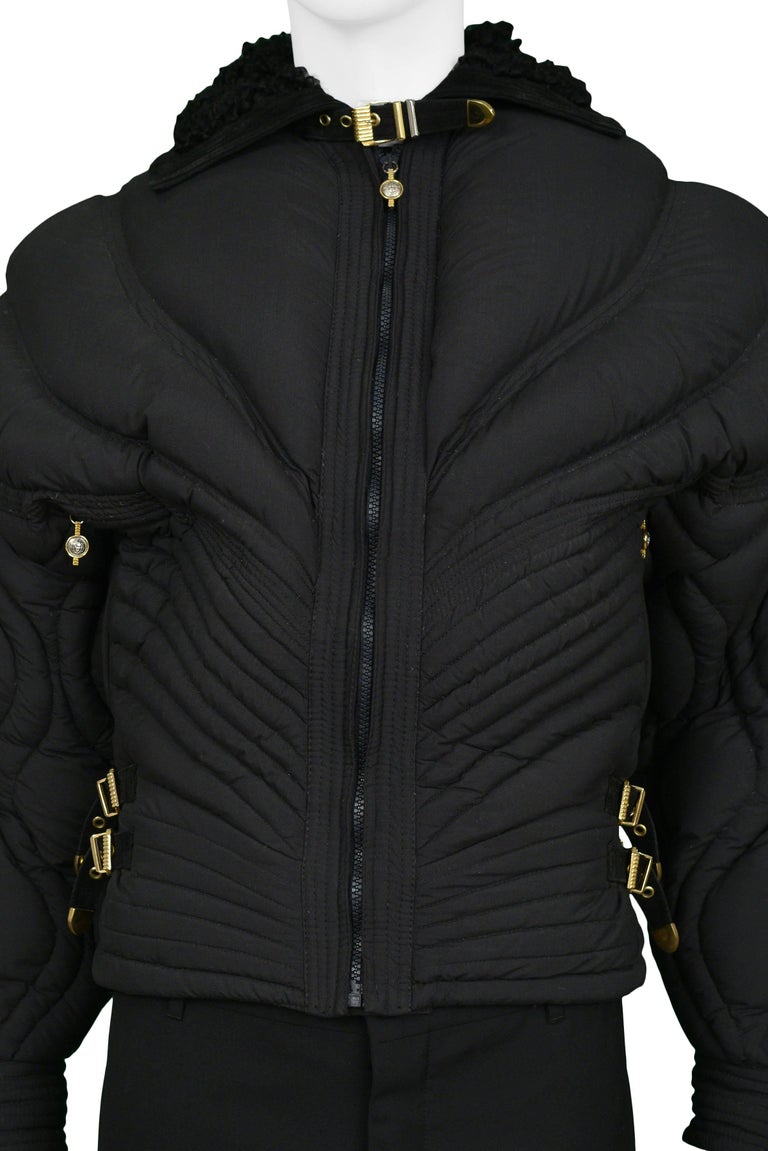 Vintage Gianni Versace Black Apres Ski Quilted Puffer Bondage Jacket ...
