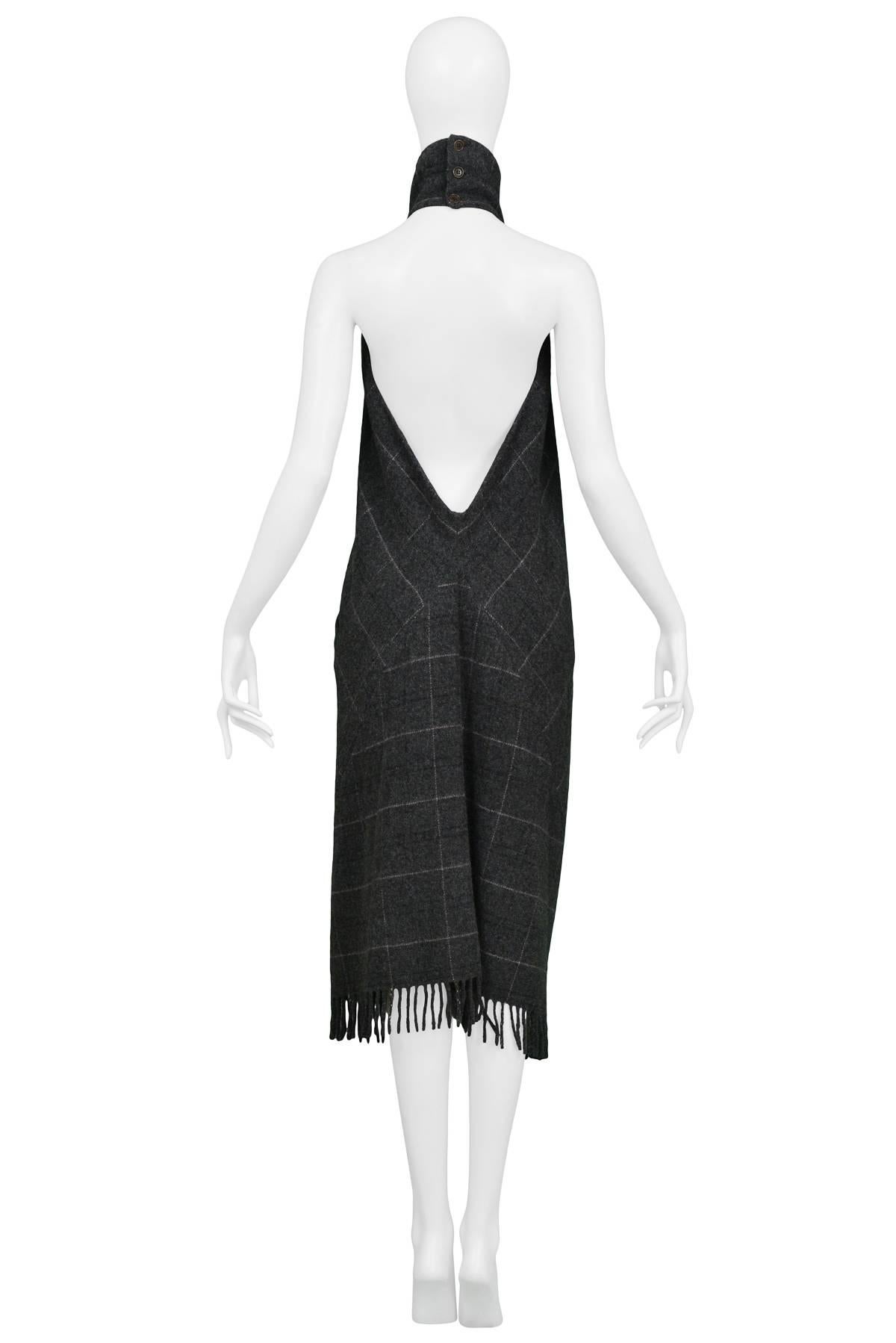 Black Rare Alexander McQueen Fringe Blanket Halter Dress 1990's