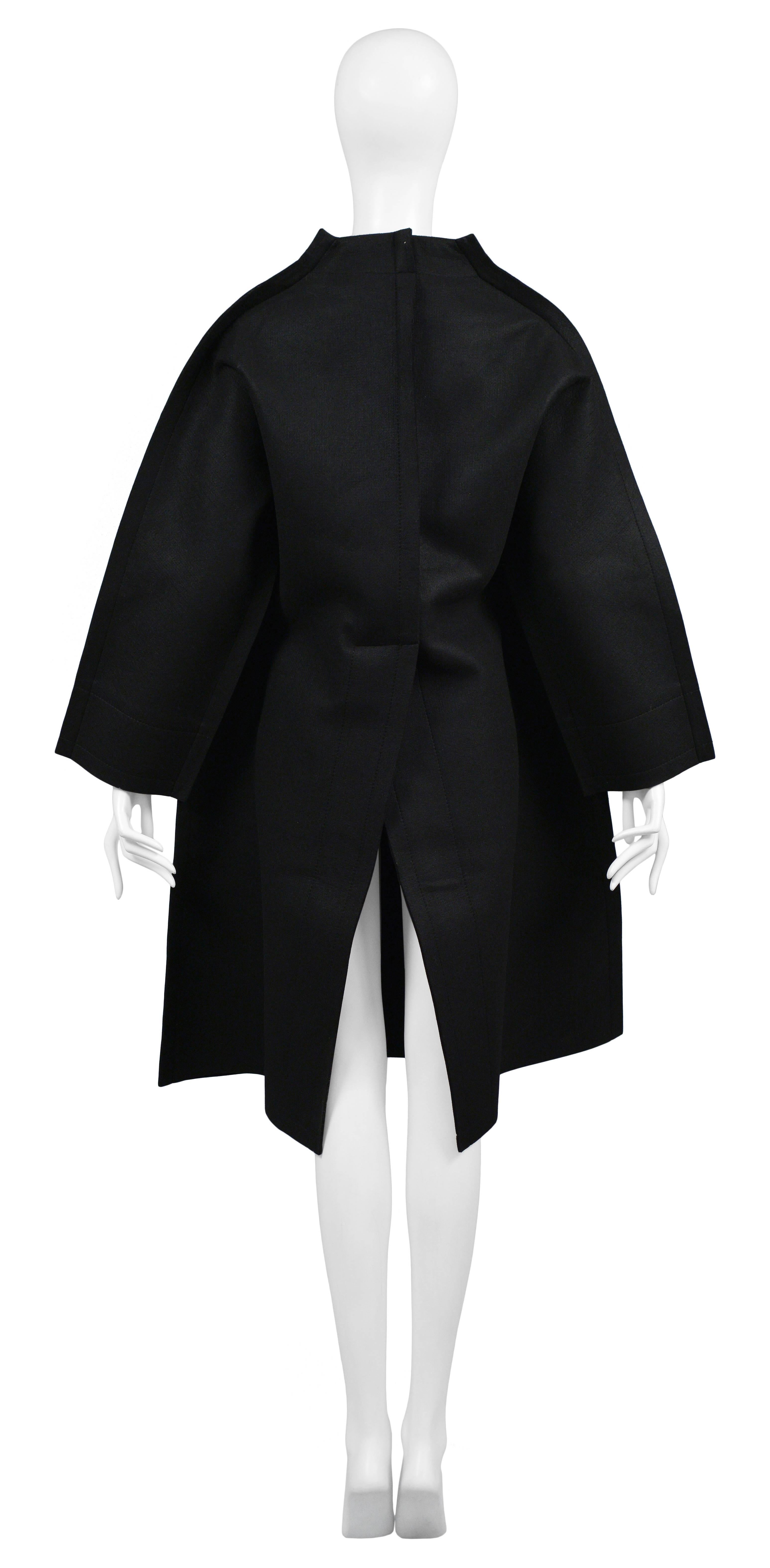 Iconic Comme Des Garcons 2D Flat Collection Black Felt Doll Coat Runway 2012 In Excellent Condition In Los Angeles, CA