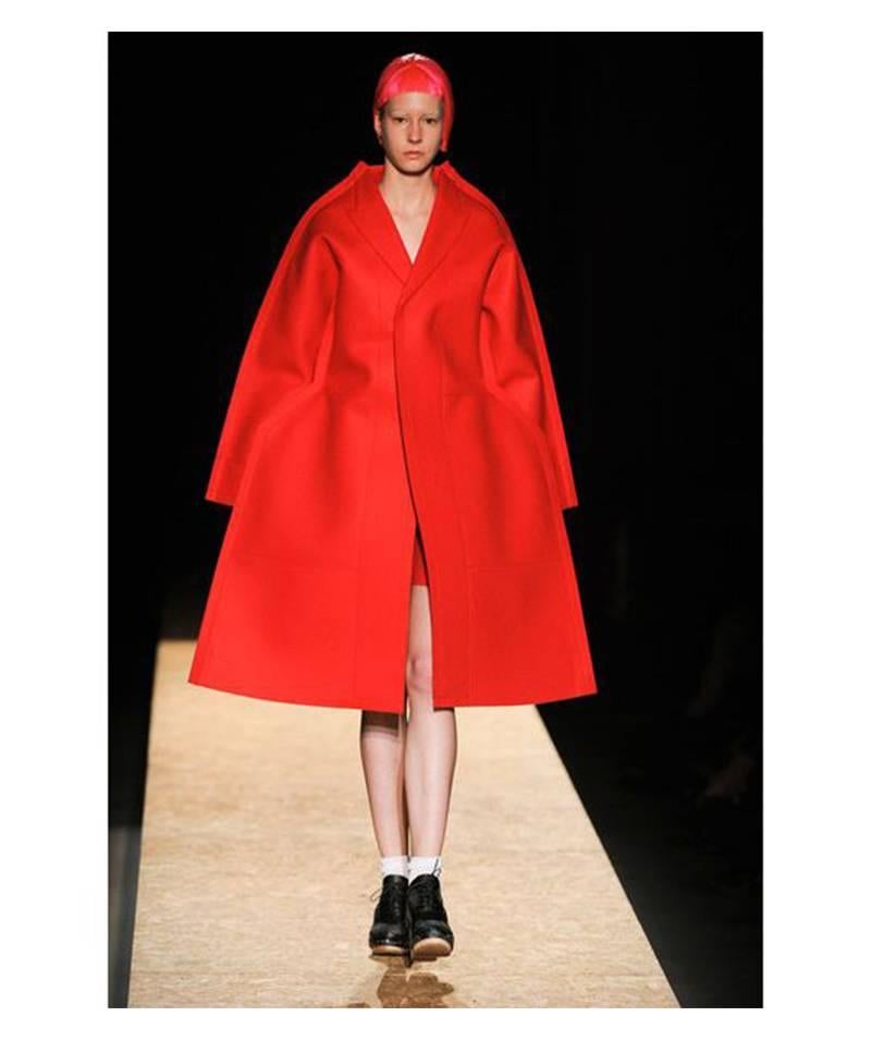 Women's Iconic Comme Des Garcons 2D Flat Collection Black Felt Doll Coat Runway 2012