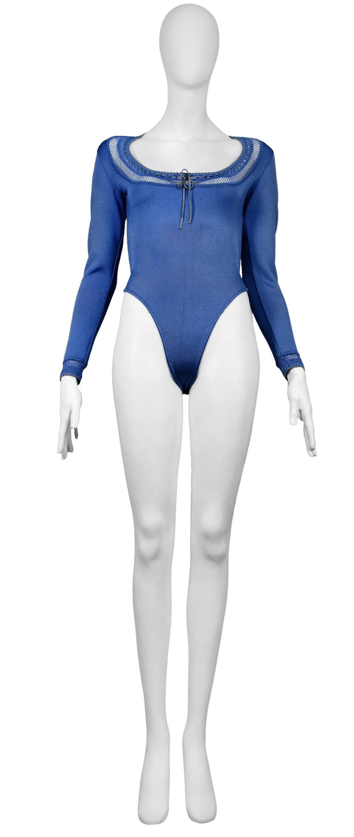 Alaia Blue Bodysuit and Leggings Ensemble In Excellent Condition In Los Angeles, CA