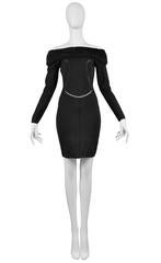 Vintage Alaia Black Faux Fur Collar Dress